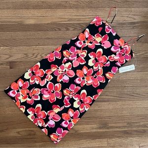 Evan Picone Bella Noche Spaghetti Strap Dress Floral Print Tie Back Size 8